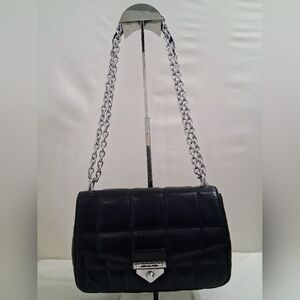 Michael Kors SoHo Black Quilted Leather Bag Adjustable Chain Strap W/ Dust Bag
